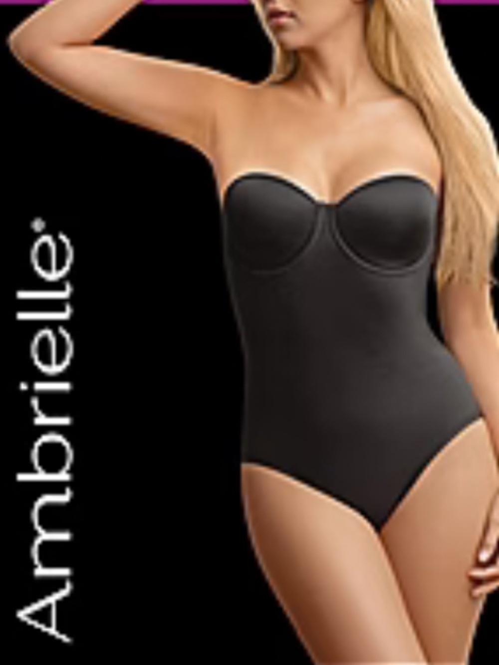 Ambrielle Bodybriefer Cupped Brief Bodysuit Shapewear In Black Size 36 D